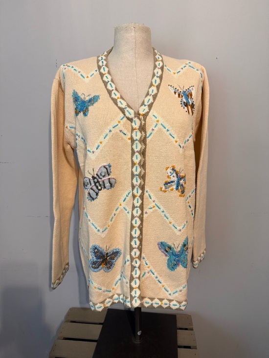 Storybook Knits Sweaters - Storybook Knits Cream Cardigan with Butterfly Embroidery